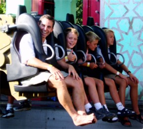Eric on a wild ride at Tivoli in Copenhagen