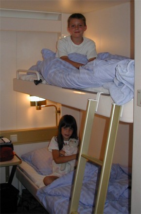 Justine onboard a ferry in Scandanavia