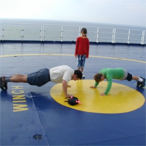 Steve and Eric doing pushups on the Baltic