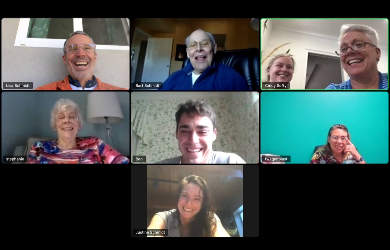 Schmidt family zoom
        sessions were Thursdays before lunch